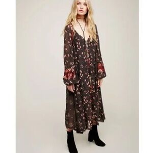 Free People Floral Maxi Dress - Black and Red